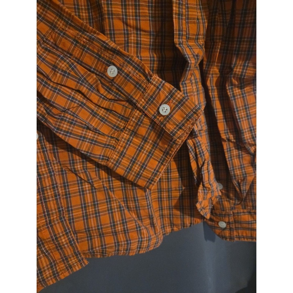 Mountain Lake Orange Plaid Button Down, 100% Cotton Long Sleeve Shirt Women's XL - Picture 8 of 9